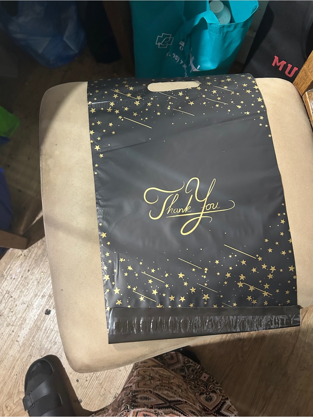 Black and Gold 'Thank You' Gift Bag - Women Jewelry Packaging